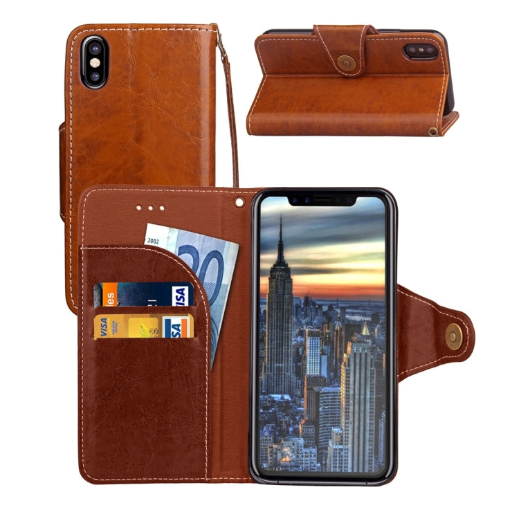 For iPhone X / XS Retro Crazy Horse Texture Wax Fake Leather Horizontal Flip Leather Case with Holder & Card Slots & Wallet & Lanyard