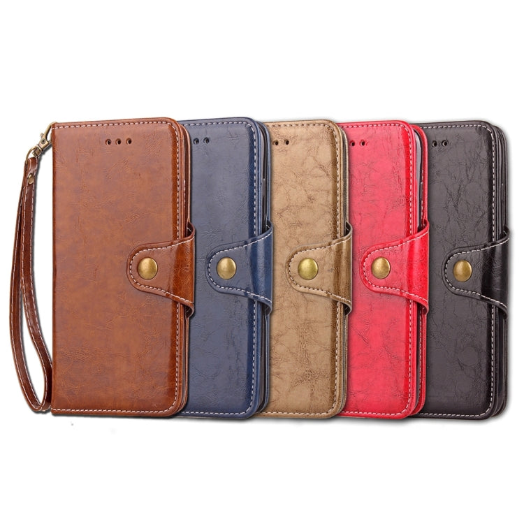 For iPhone X / XS Retro Crazy Horse Texture Wax Fake Leather Horizontal Flip Leather Case with Holder & Card Slots & Wallet & Lanyard