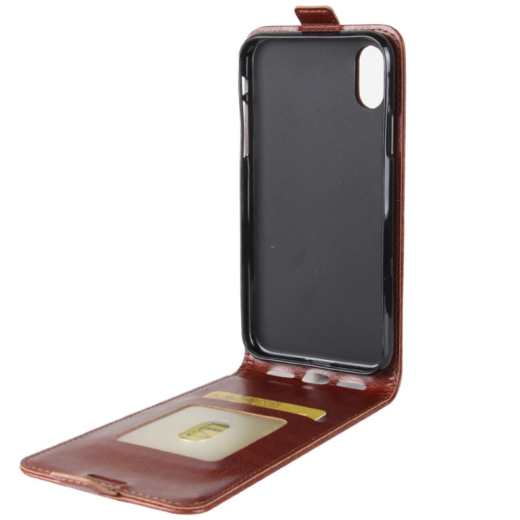 For iPhone X / XS Crazy Horse Texture Vertical Flip Leather Case with Card Slot & Photo Frame