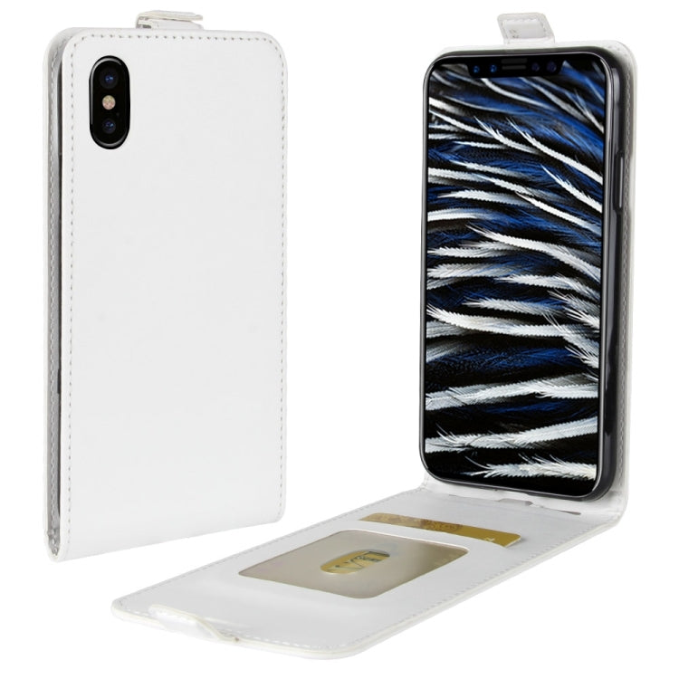 For iPhone X / XS Crazy Horse Texture Vertical Flip Leather Case with Card Slot & Photo Frame