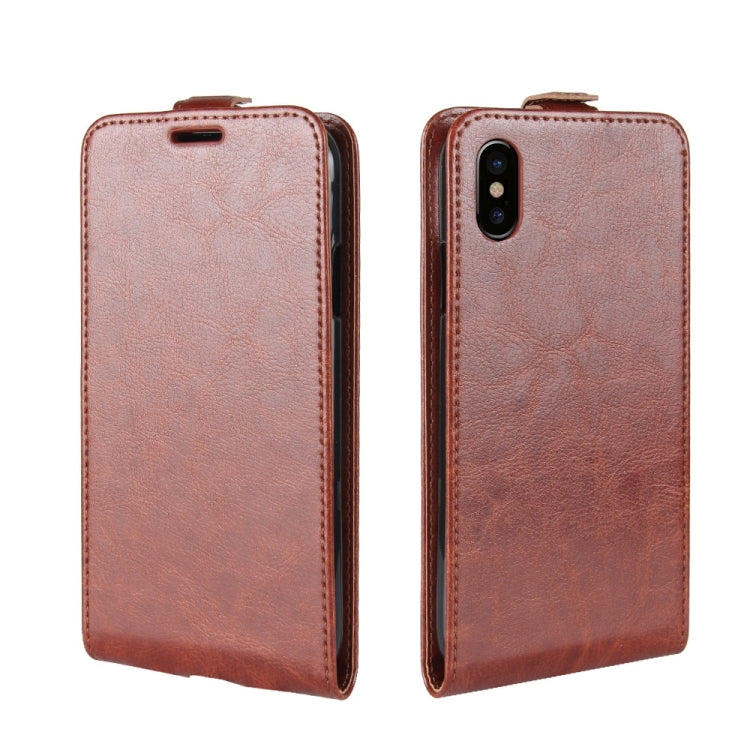 For iPhone X / XS Crazy Horse Texture Vertical Flip Leather Case with Card Slot & Photo Frame