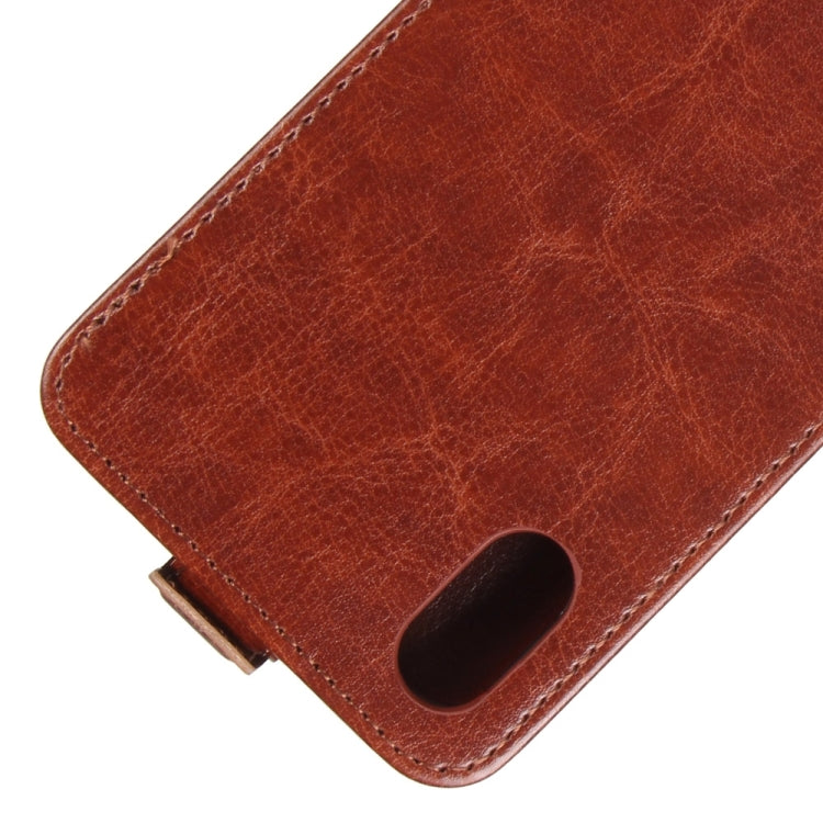 For iPhone X / XS Crazy Horse Texture Vertical Flip Leather Case with Card Slot & Photo Frame