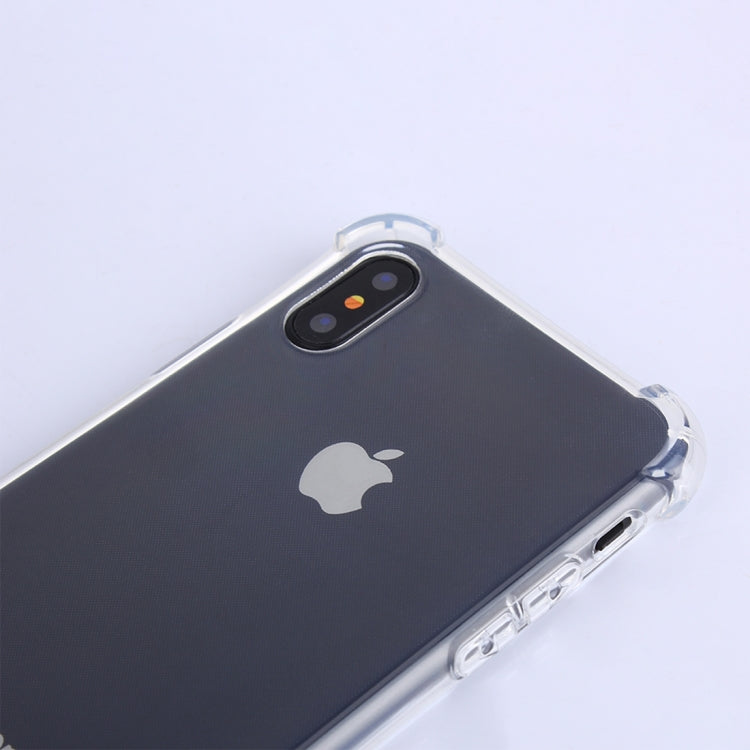 For iPhone X / XS Transparent Shockproof TPU Protective Back Cover Case(Transparent)