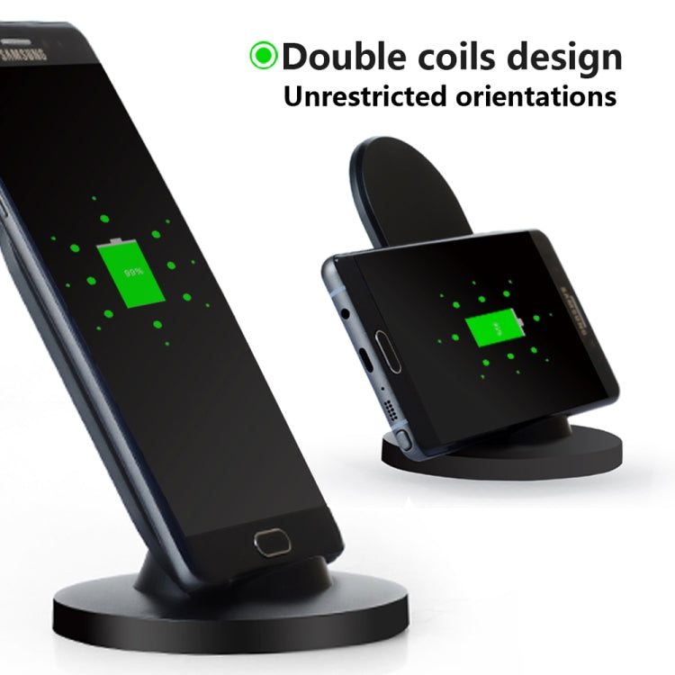A2 10W Vertical Wireless Charging Charger for iPhone XR / XS Max / Galaxy S9+ / S9 / Huawei Mate 20 Pro and Other QI-enabled Device (Black)