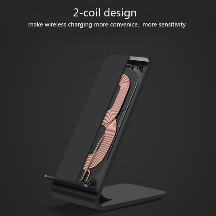 A8 10W Vertical Wireless Charging Charger for iPhone XR / XS Max / Galaxy S9+ / S9 / Huawei Mate 20 Pro and Other QI-enabled Device (Black)
