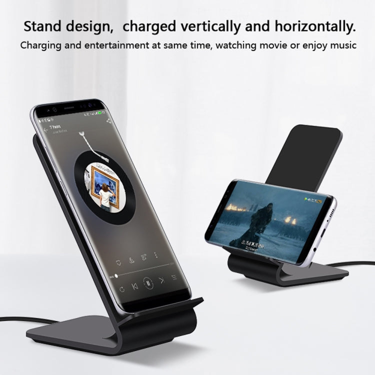 A8 10W Vertical Wireless Charging Charger for iPhone XR / XS Max / Galaxy S9+ / S9 / Huawei Mate 20 Pro and Other QI-enabled Device (Black)