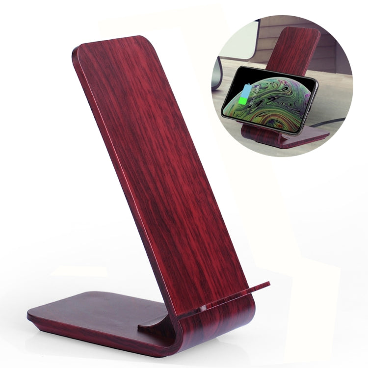 A8 10W Wood Texture Vertical Wireless Charging Charger for iPhone XR / XS Max / Galaxy S9+ / S9 / Huawei Mate 20 Pro and Other QI-enabled Device