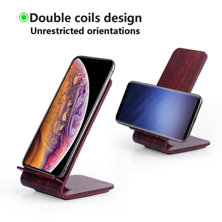 A8 10W Wood Texture Vertical Wireless Charging Charger for iPhone XR / XS Max / Galaxy S9+ / S9 / Huawei Mate 20 Pro and Other QI-enabled Device