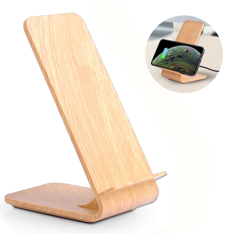 A8 10W Wood Texture Vertical Wireless Charging Charger for iPhone XR / XS Max / Galaxy S9+ / S9 / Huawei Mate 20 Pro and Other QI-enabled Device