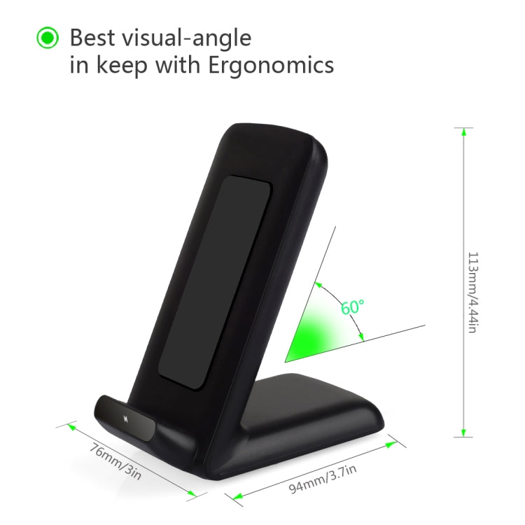 A18 10W QI Vertical Wireless Charging Charger(Black)