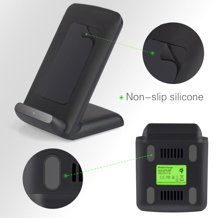 A18 10W QI Vertical Wireless Charging Charger(Black)