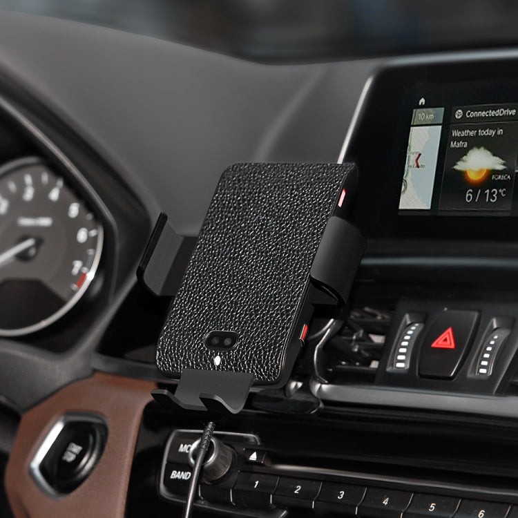 C13 10W Leather Texture Car Wireless Charger for iPhone XR / XS Max / Galaxy S9+ / S9 / Huawei Mate 20 Pro and Other Qi-compatible Phone, Support Voice Control(Black)