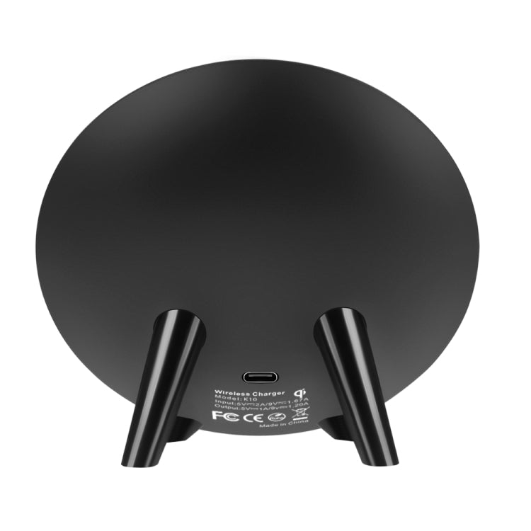 K10 10W Vertical Wireless Charging Charger for iPhone XR / XS Max / Galaxy S9+ / S9 / Huawei Mate 20 Pro and Other QI-enabled Device (Black)