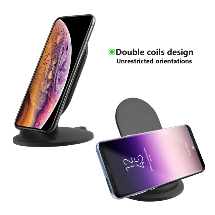 M8 10W Vertical Wireless Charging Charger for iPhone XR / XS Max / Galaxy S9+ / S9 / Huawei Mate 20 Pro and Other QI-enabled Device (Black)