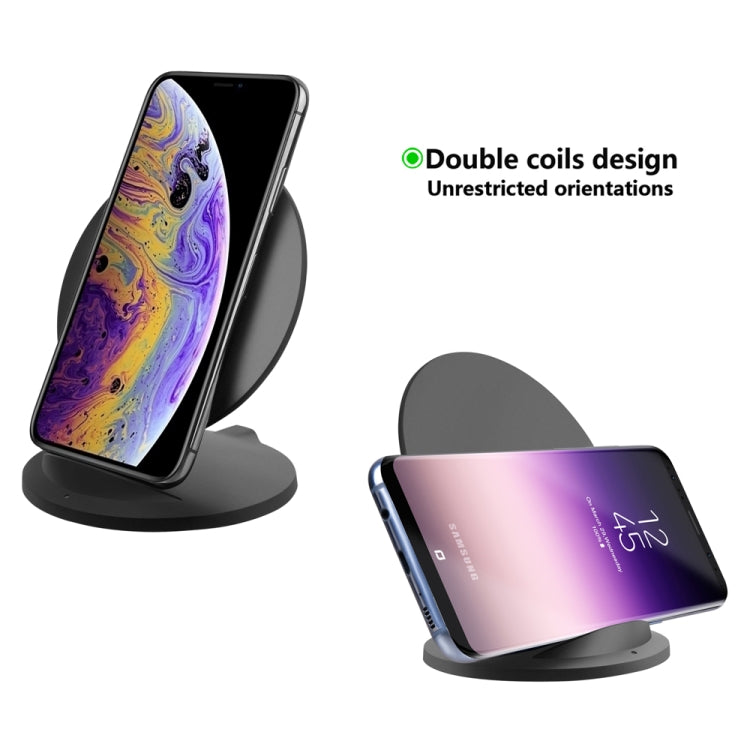 Q8 10W Vertical Wireless Charging Charger for iPhone XR / XS Max / Galaxy S9+ / S9 / Huawei Mate 20 Pro and Other QI-enabled Device (Black)