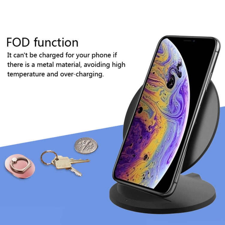 Q8 10W Vertical Wireless Charging Charger for iPhone XR / XS Max / Galaxy S9+ / S9 / Huawei Mate 20 Pro and Other QI-enabled Device (Black)