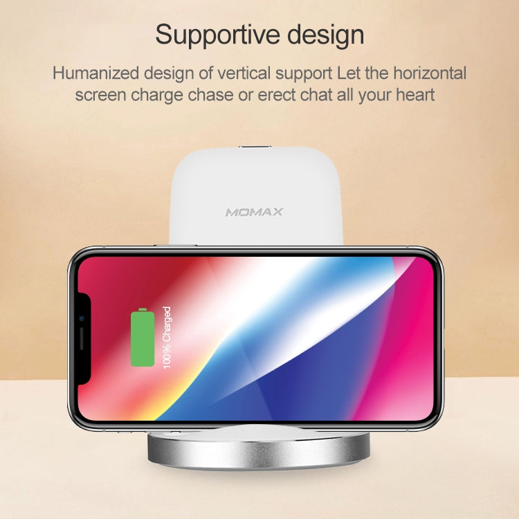 Momax 10W Qi Standard Supportive Design Double Coil Mode Fast Charging Wireless Charger