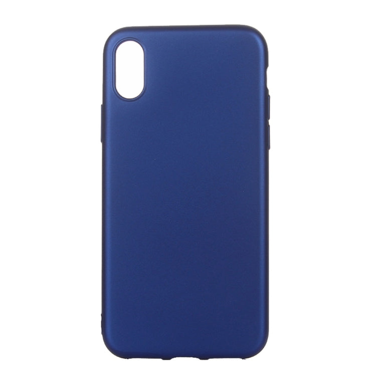 For iPhone X / XS Solid Color Metal Paint TPU Protective Back Cover Case