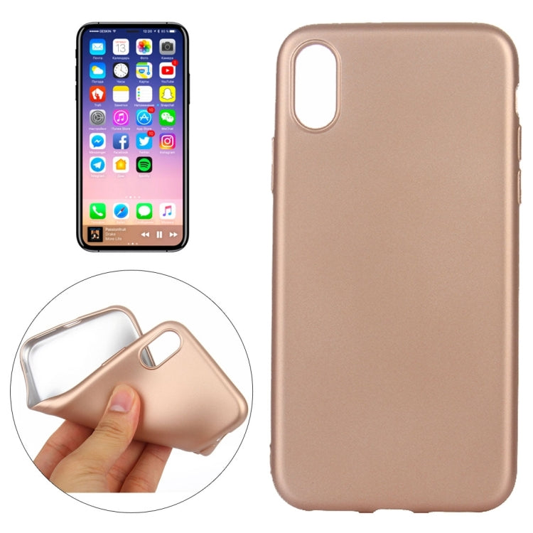For iPhone X / XS Solid Color Metal Paint TPU Protective Back Cover Case