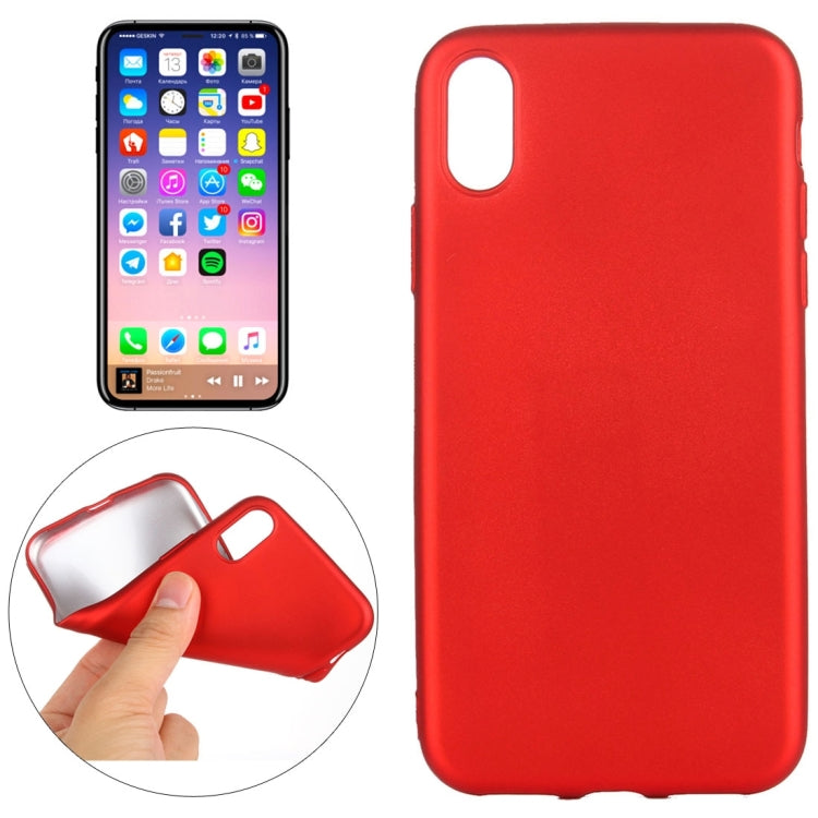 For iPhone X / XS Solid Color Metal Paint TPU Protective Back Cover Case