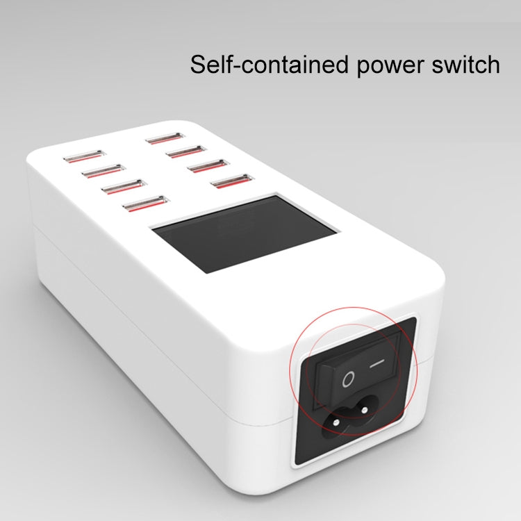 A8B 40W 8 Ports USB Smart Charging Station with Digital Display AC100-240V (White)