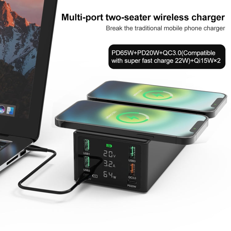 HHW-888W Multi-ports Two-seater Wireless Charger