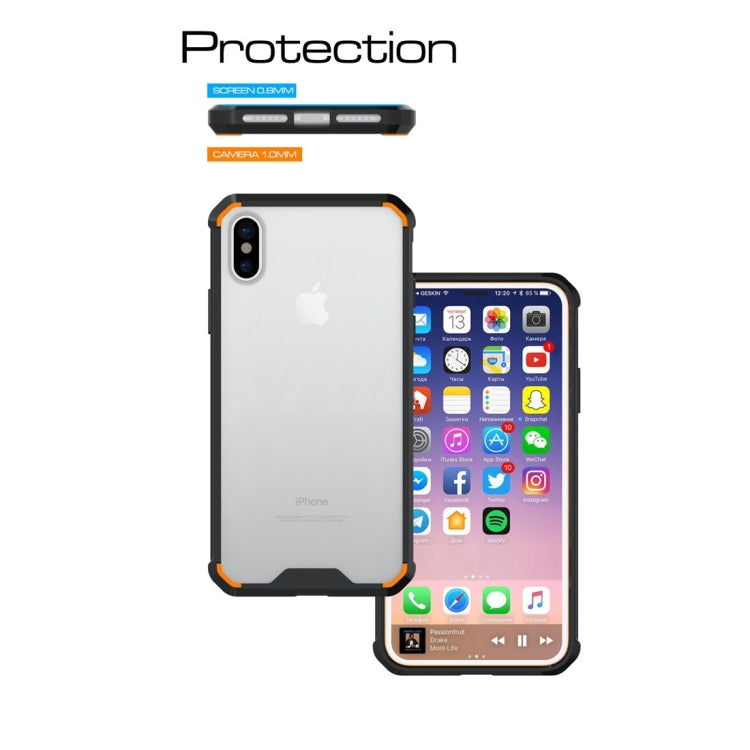 For iPhone X / XS Transparent Shockproof TPU Protective Back Cover Case