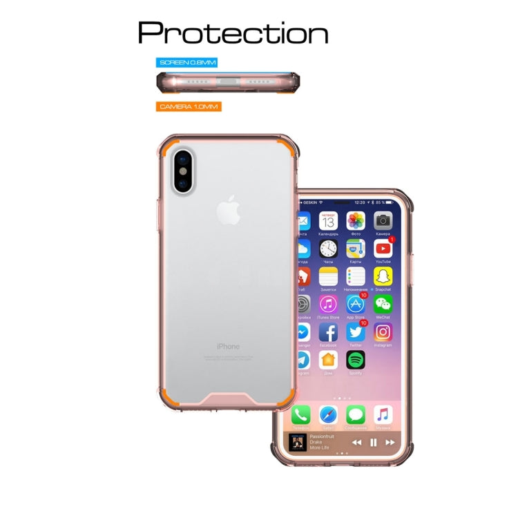 For iPhone X / XS Transparent Shockproof TPU Protective Back Cover Case