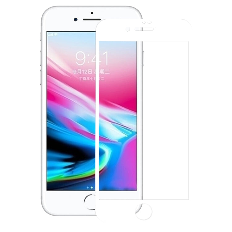 For iPhone 8 Plus 0.26mm 9H Surface Hardness 3D Explosion-proof Full Screen Carbon Fiber Soft Edges Tempered Glass Screen Film