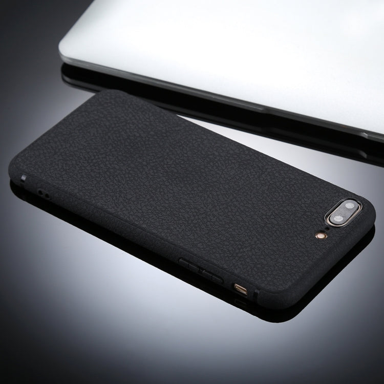 For iPhone 8 Plus &7 Plus Litchi Texture TPU Protective Soft Back Case