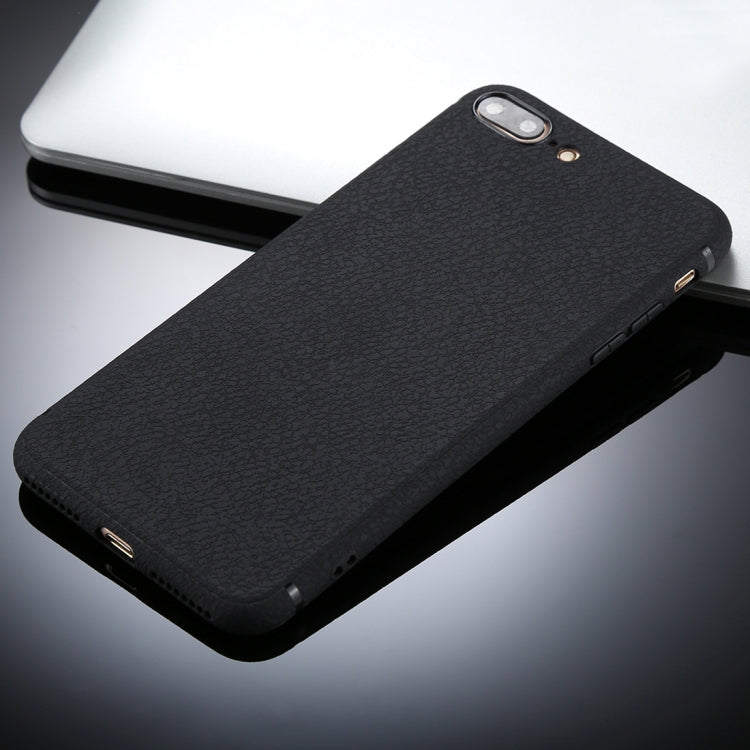 For iPhone 8 Plus &7 Plus Litchi Texture TPU Protective Soft Back Case