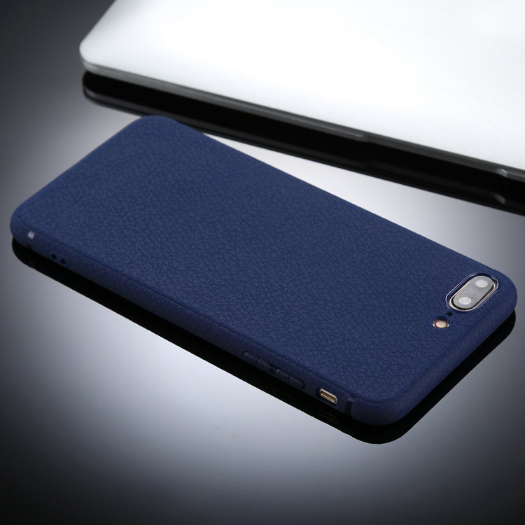 For iPhone 8 Plus &7 Plus Litchi Texture TPU Protective Soft Back Case