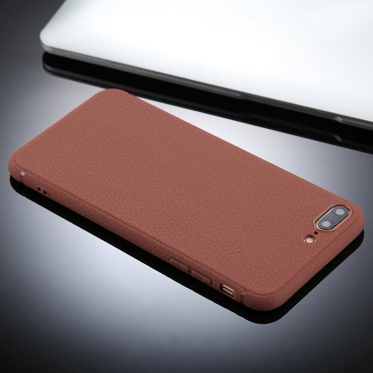 For iPhone 8 Plus &7 Plus Litchi Texture TPU Protective Soft Back Case