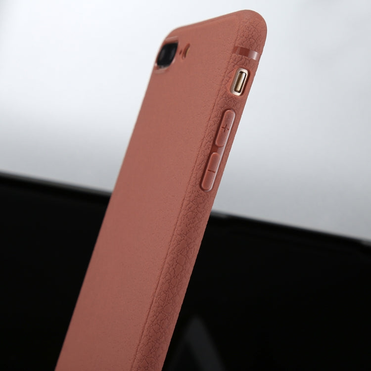 For iPhone 8 Plus &7 Plus Litchi Texture TPU Protective Soft Back Case