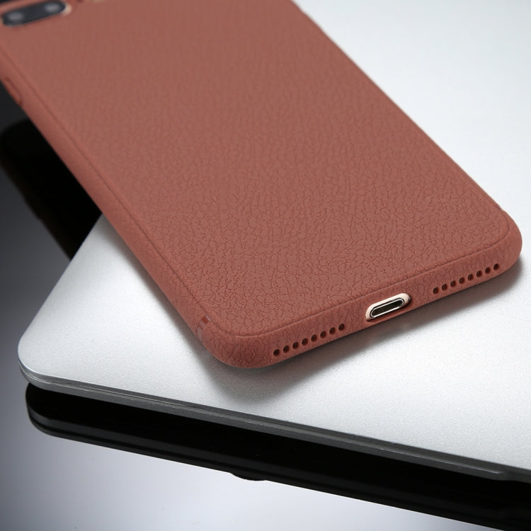For iPhone 8 Plus &7 Plus Litchi Texture TPU Protective Soft Back Case