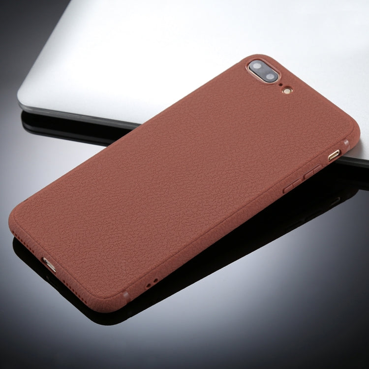 For iPhone 8 Plus &7 Plus Litchi Texture TPU Protective Soft Back Case