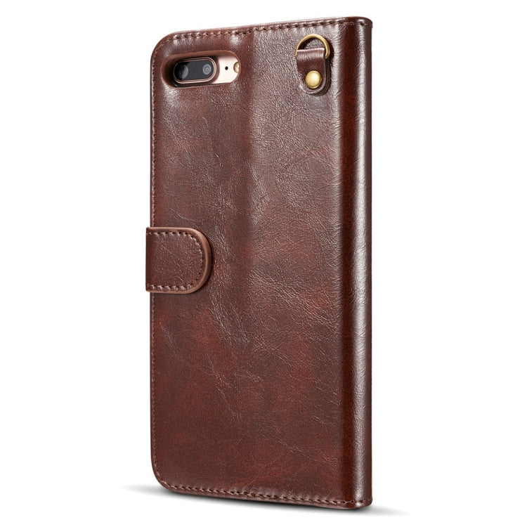 DG.MING for iPhone 8 Plus & 7 Plus Genuine Leather Horizontal Flip Detachable Magnetic Protective Case with Holder & Card Slots & Lanyard