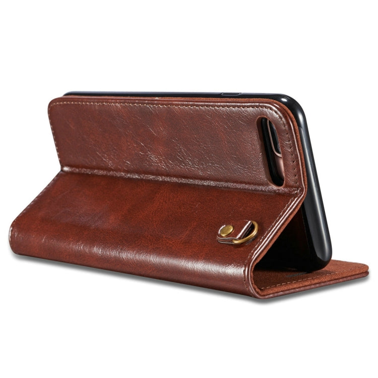 DG.MING for iPhone 8 Plus & 7 Plus Genuine Leather Horizontal Flip Detachable Magnetic Protective Case with Holder & Card Slots & Lanyard