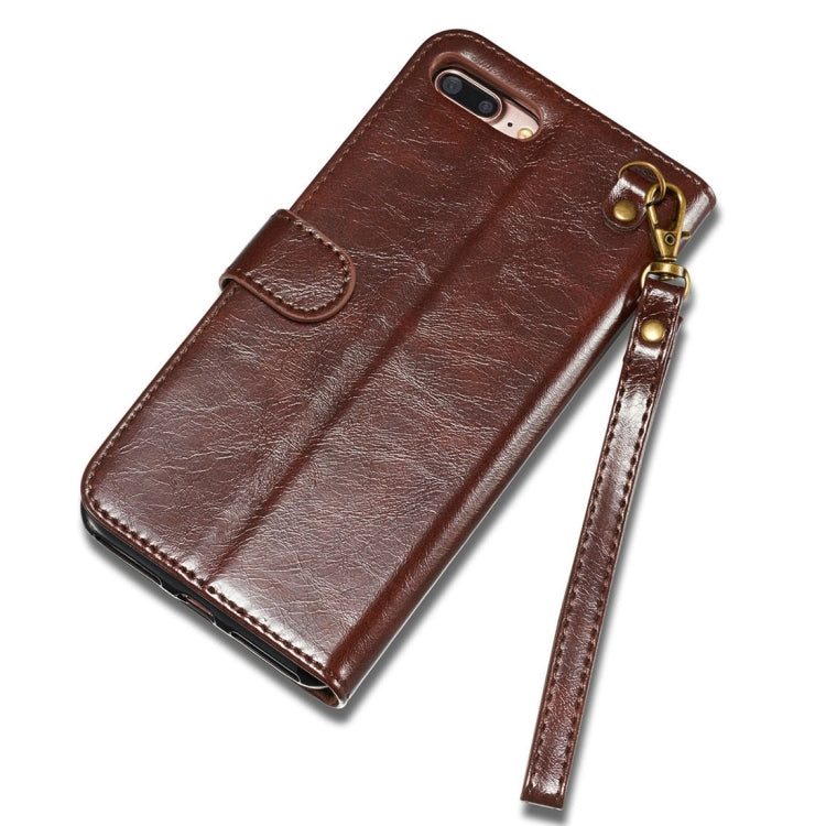 DG.MING for iPhone 8 Plus & 7 Plus Genuine Leather Horizontal Flip Detachable Magnetic Protective Case with Holder & Card Slots & Lanyard