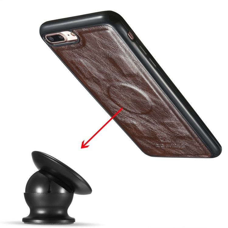 DG.MING for iPhone 8 Plus & 7 Plus Genuine Leather Horizontal Flip Detachable Magnetic Protective Case with Holder & Card Slots & Lanyard