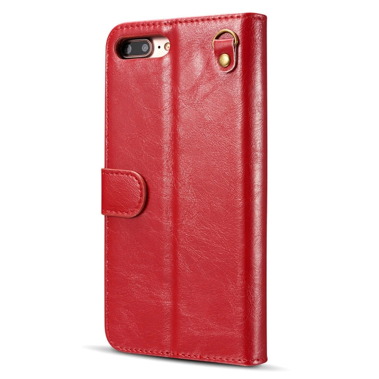 DG.MING for iPhone 8 Plus & 7 Plus Genuine Leather Horizontal Flip Detachable Magnetic Protective Case with Holder & Card Slots & Lanyard