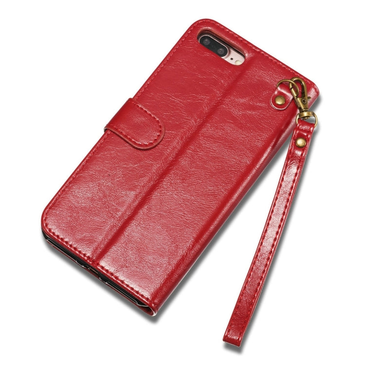 DG.MING for iPhone 8 Plus & 7 Plus Genuine Leather Horizontal Flip Detachable Magnetic Protective Case with Holder & Card Slots & Lanyard