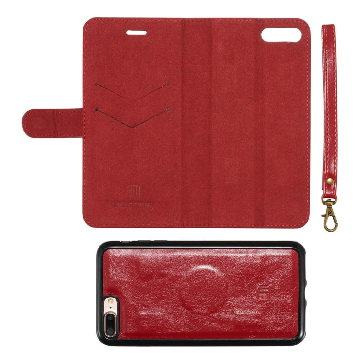DG.MING for iPhone 8 Plus & 7 Plus Genuine Leather Horizontal Flip Detachable Magnetic Protective Case with Holder & Card Slots & Lanyard