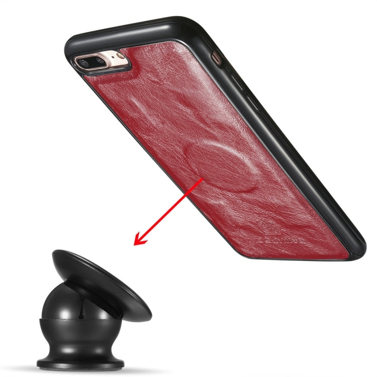 DG.MING for iPhone 8 Plus & 7 Plus Genuine Leather Horizontal Flip Detachable Magnetic Protective Case with Holder & Card Slots & Lanyard