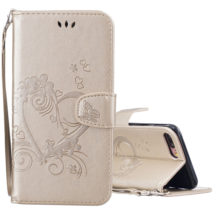 For iPhone 8 Plus & 7 Plus Pressed Flowers Butterfly Love Pattern Horizontal Flip Leather Case with Holder & Card Slots & Wallet & Lanyard & Photo Frame