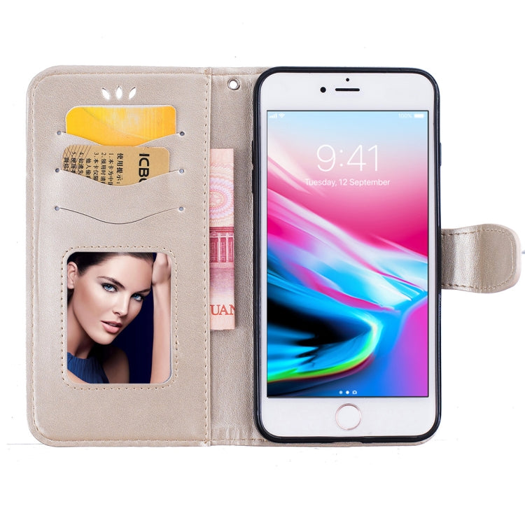 For iPhone 8 Plus & 7 Plus Pressed Flowers Butterfly Love Pattern Horizontal Flip Leather Case with Holder & Card Slots & Wallet & Lanyard & Photo Frame