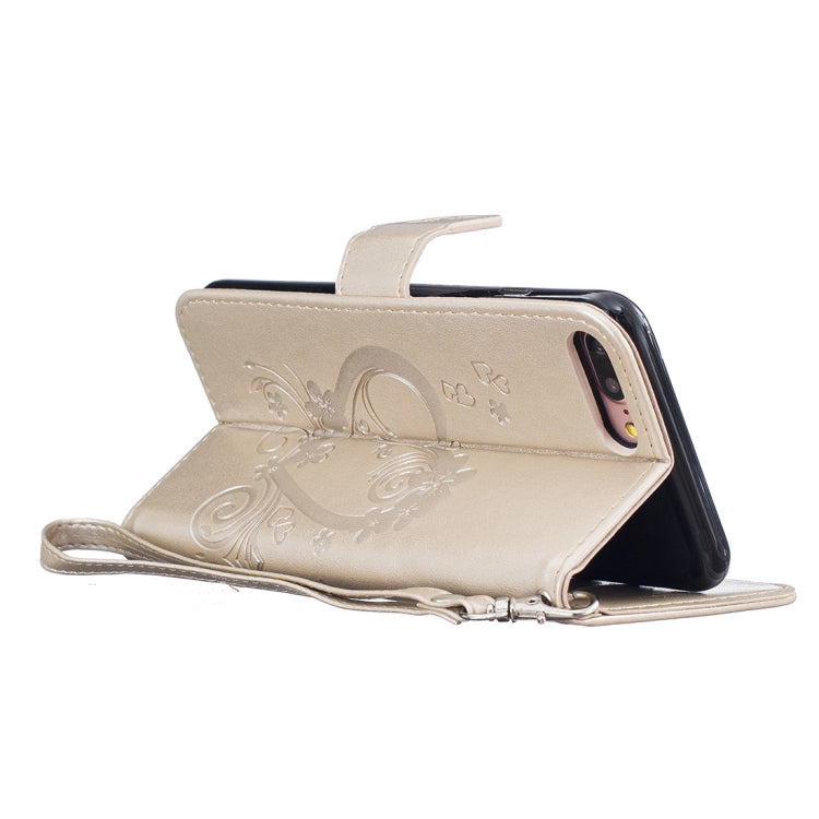 For iPhone 8 Plus & 7 Plus Pressed Flowers Butterfly Love Pattern Horizontal Flip Leather Case with Holder & Card Slots & Wallet & Lanyard & Photo Frame