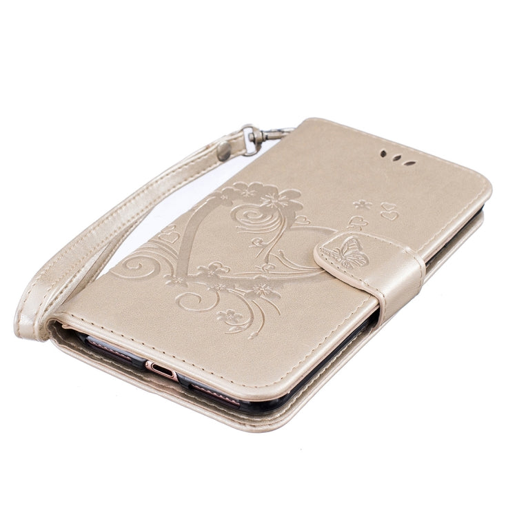 For iPhone 8 Plus & 7 Plus Pressed Flowers Butterfly Love Pattern Horizontal Flip Leather Case with Holder & Card Slots & Wallet & Lanyard & Photo Frame
