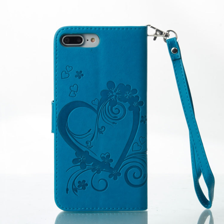 For iPhone 8 Plus & 7 Plus Pressed Flowers Butterfly Love Pattern Horizontal Flip Leather Case with Holder & Card Slots & Wallet & Lanyard & Photo Frame