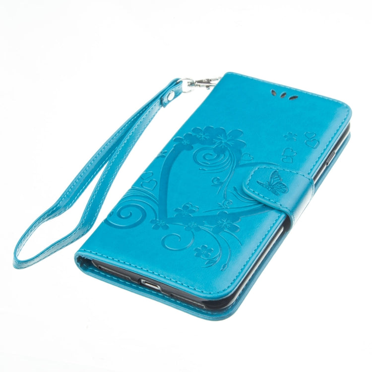 For iPhone 8 Plus & 7 Plus Pressed Flowers Butterfly Love Pattern Horizontal Flip Leather Case with Holder & Card Slots & Wallet & Lanyard & Photo Frame